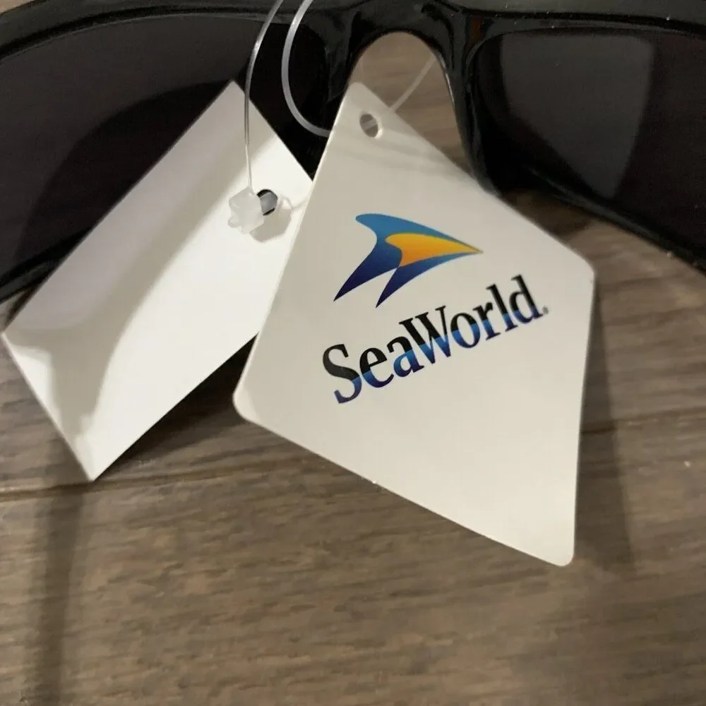 Seaworld unisex new solid black sport sunglasses